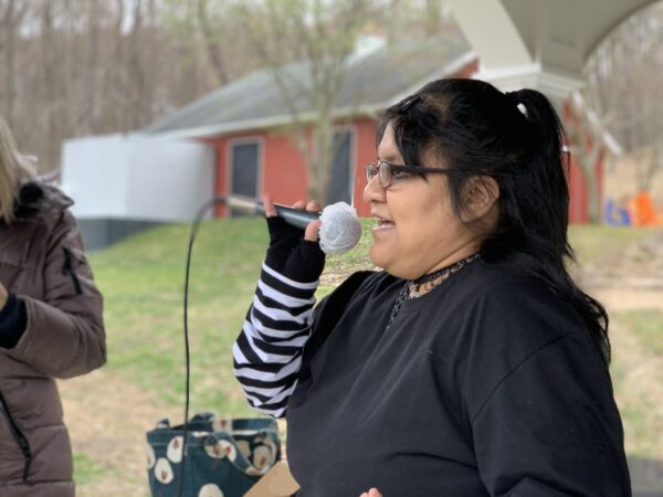 a person singing karaoke