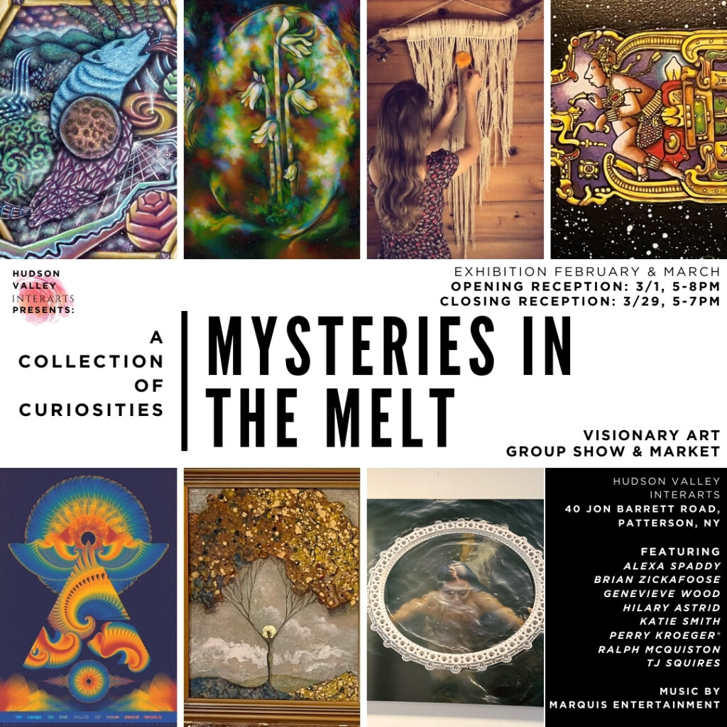 Mysteries in the Melt art exhibition flyer.