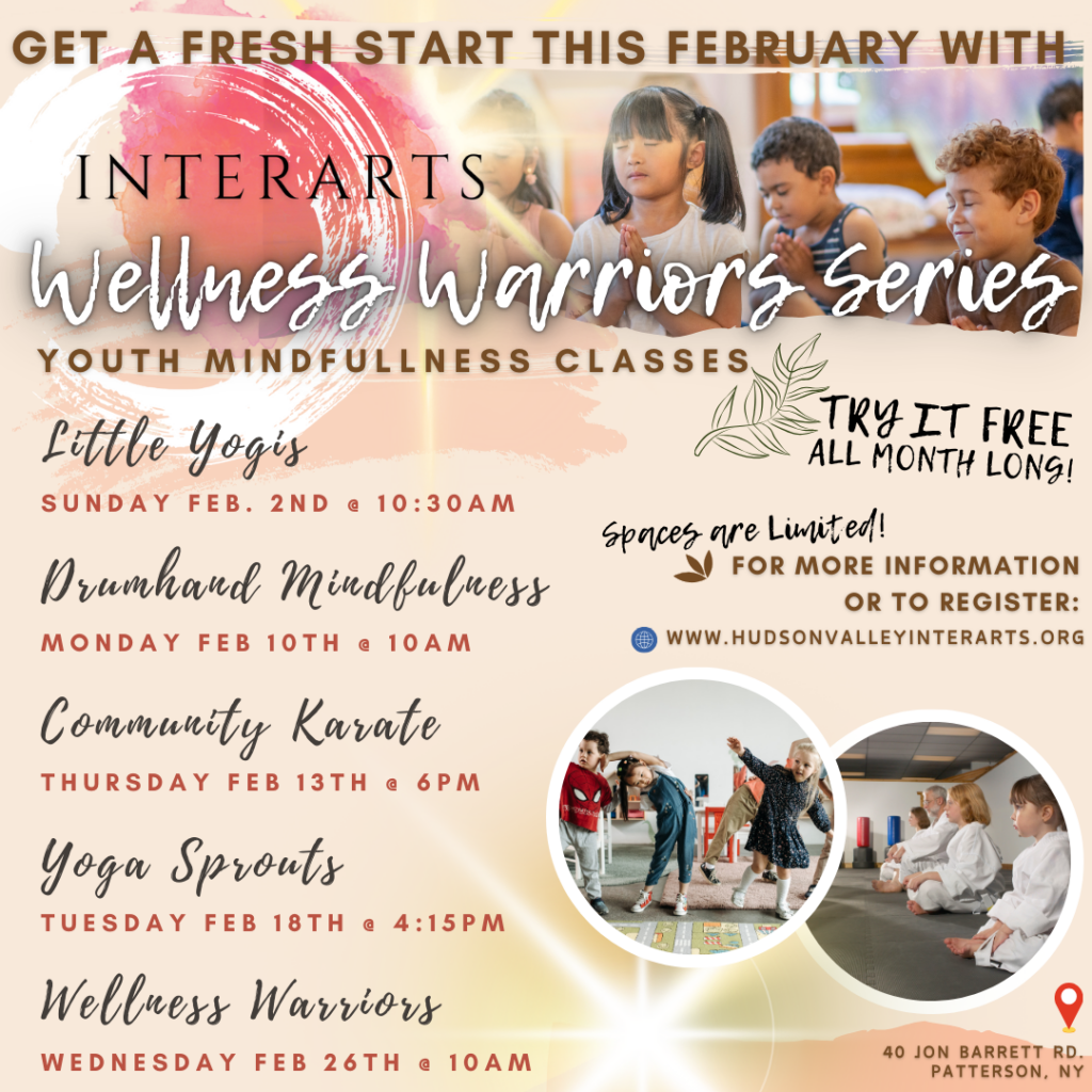 Wellness Warriors flyer for children's mindfulness classes and events