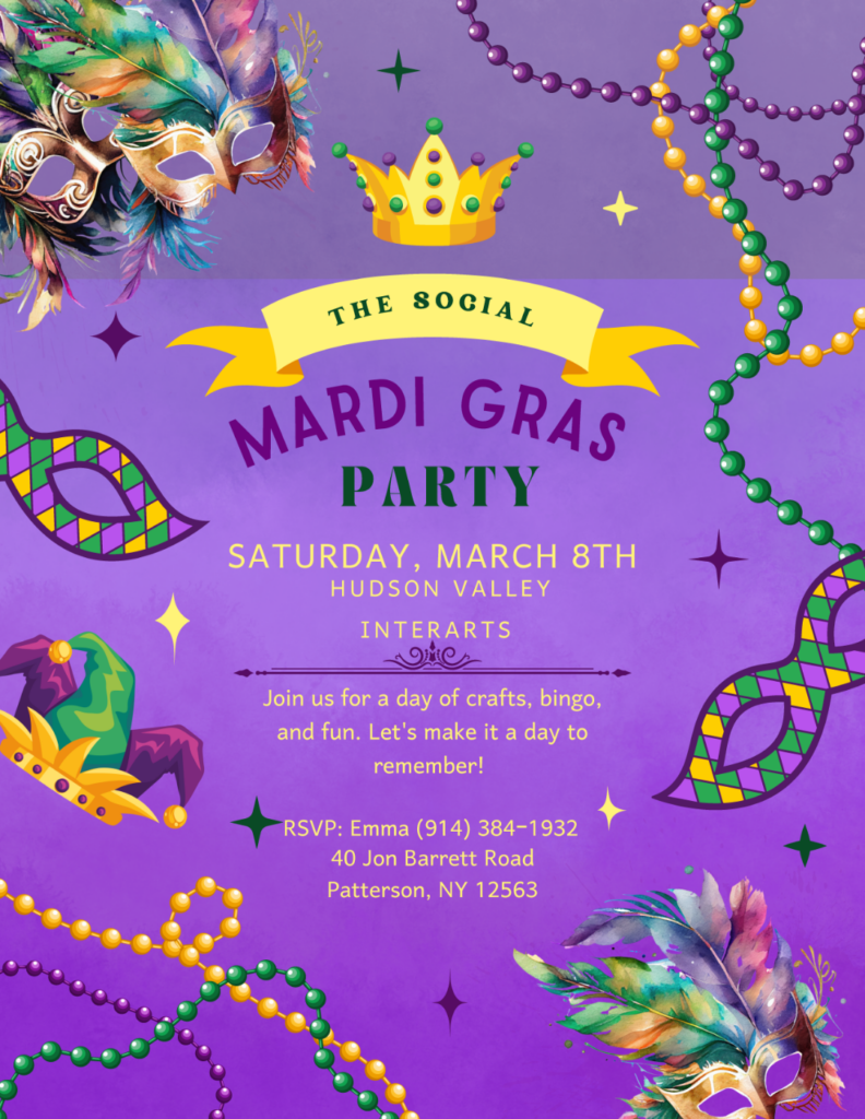 flyer for the mardi gras CBS party