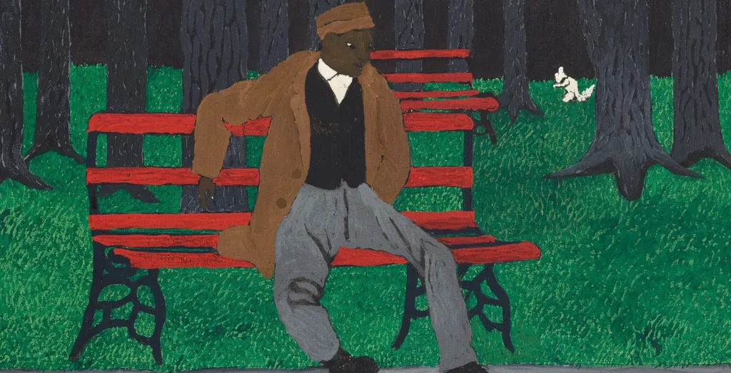 The Park Bench - Horace Pippin 1946. Image from https://philamuseum.org/calendar/exhibition/horace-pippin-war-peace