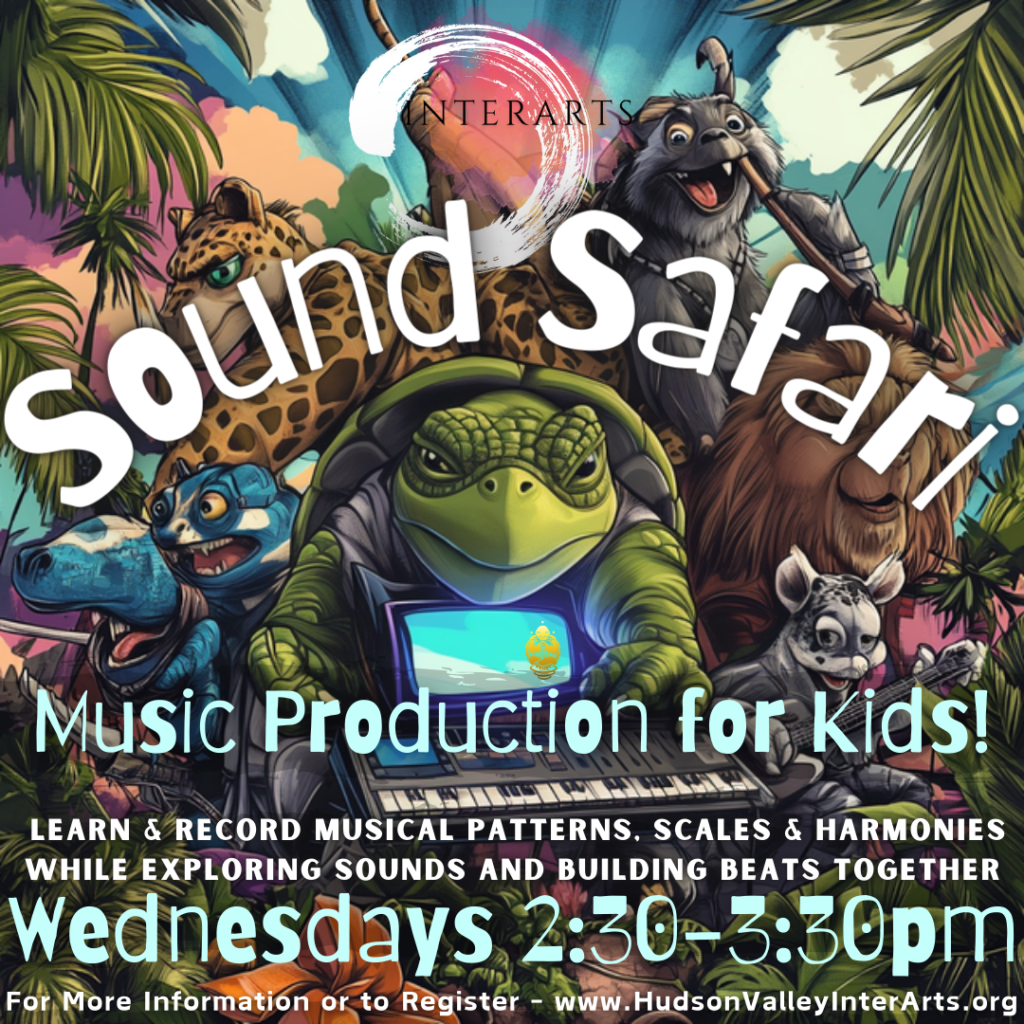 Class flyer for Sound Safari, a music production class for children.