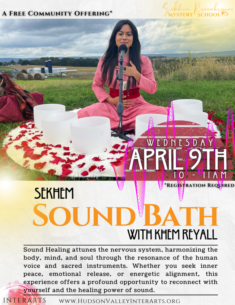 A flyer for a sound bath with Sekhem Remembrance