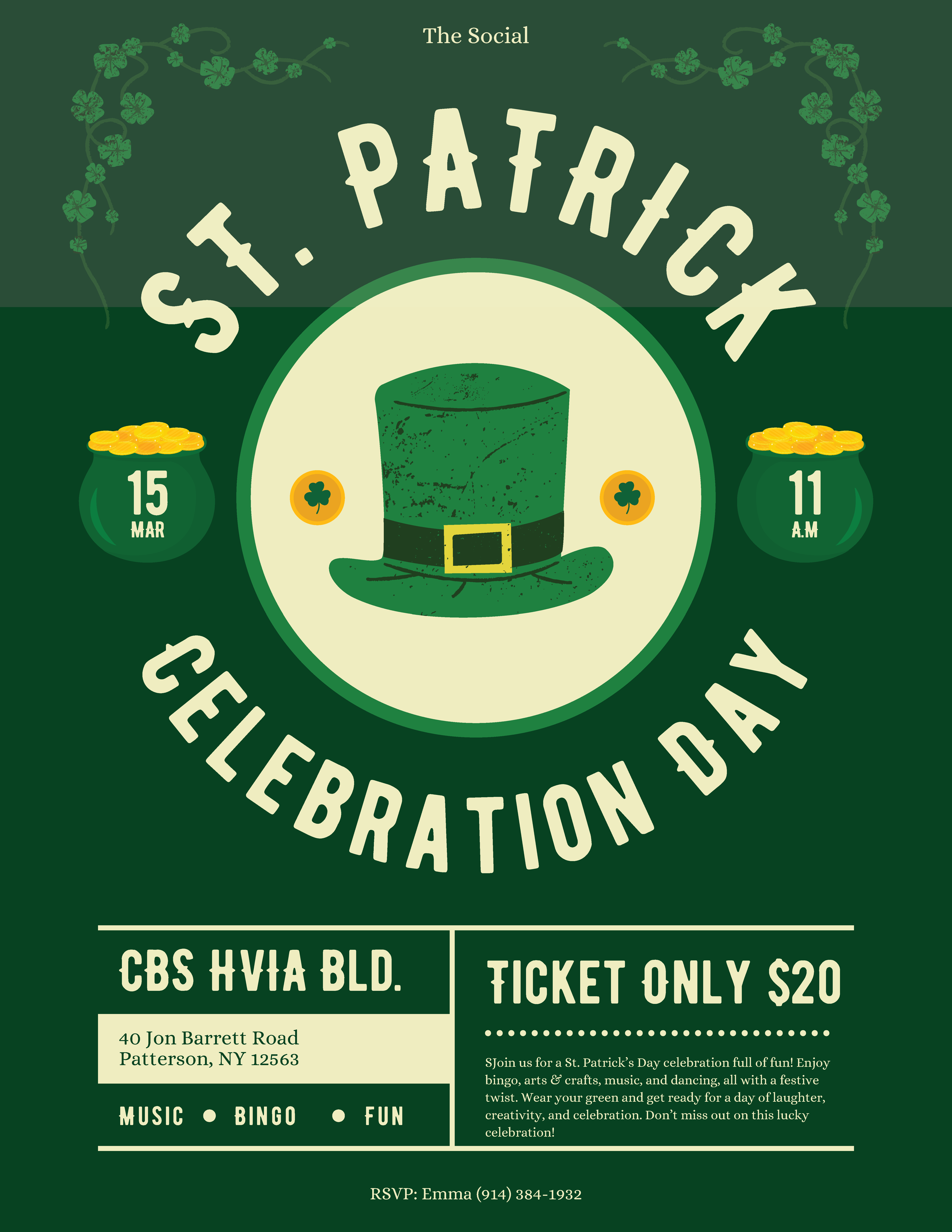 A flyer for a CBS St. Patricks Day event.