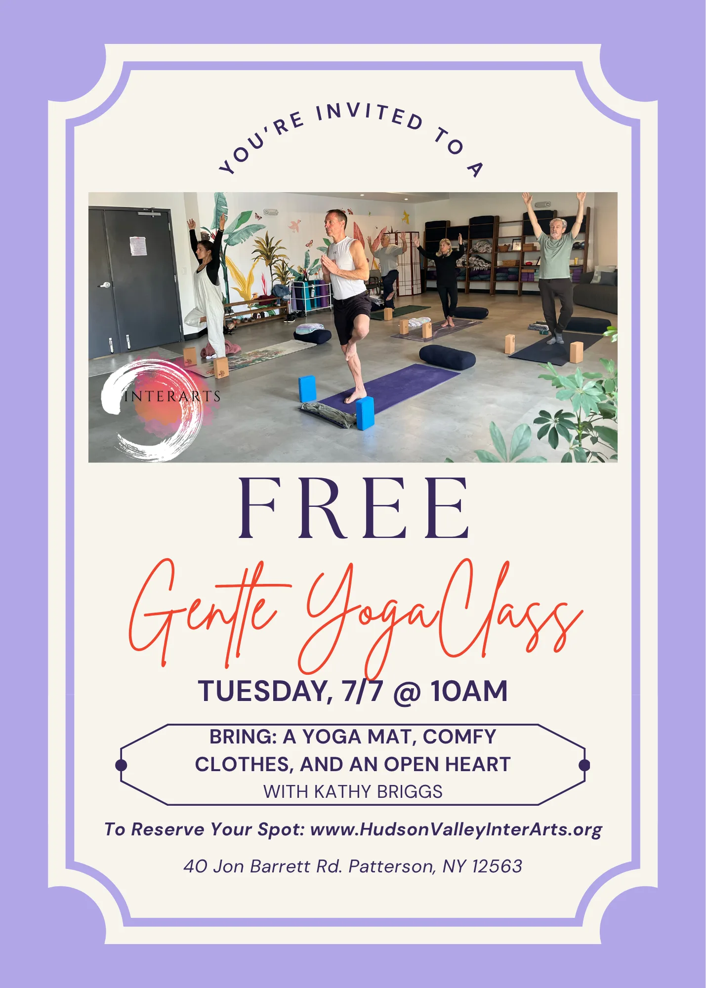 Pop-up FREE Gentle Yoga Class at InterArts