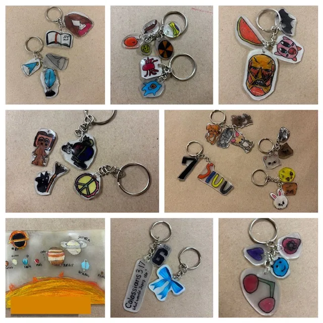 Kent Library teen art series shrink art keychains