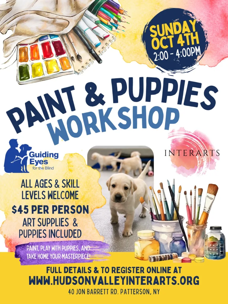 Paint & Puppies Workshop with Guiding Eyes for the Blind, Sunday Oct 4 2026, 2–4 PM, $45
