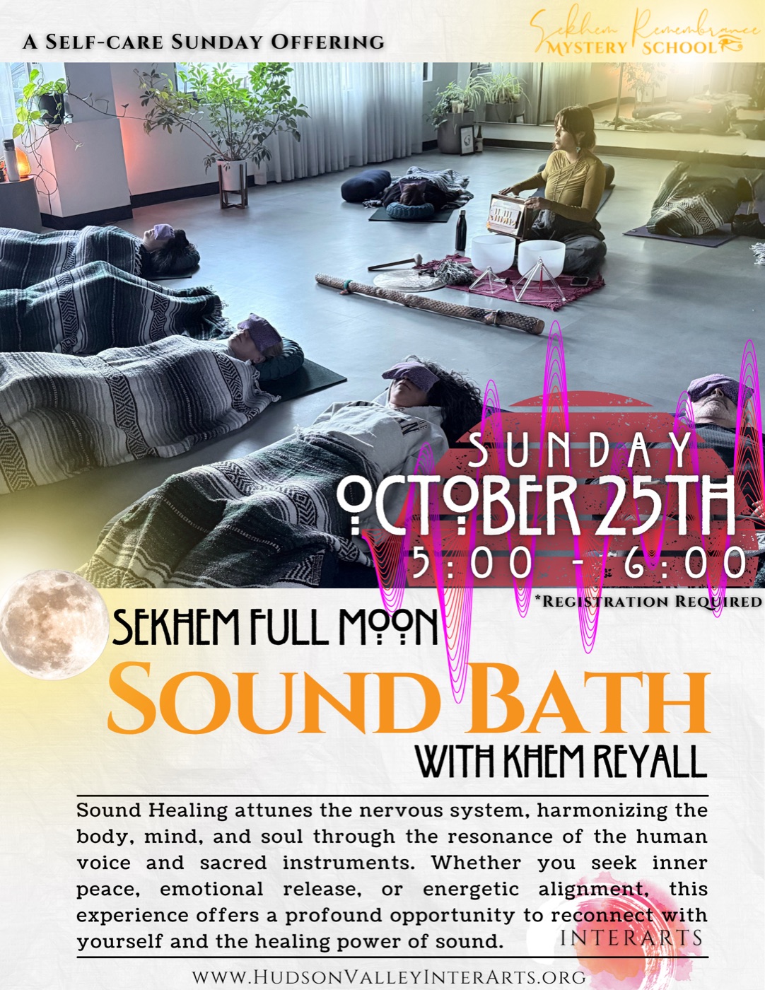 Sekhem Full Moon Sound Bath with Khem Reyall, Sunday October 25, 5–6 PM